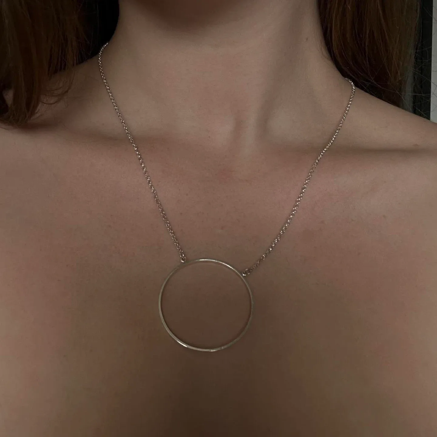 Silver Circle Pendant Necklace image indicator(4)