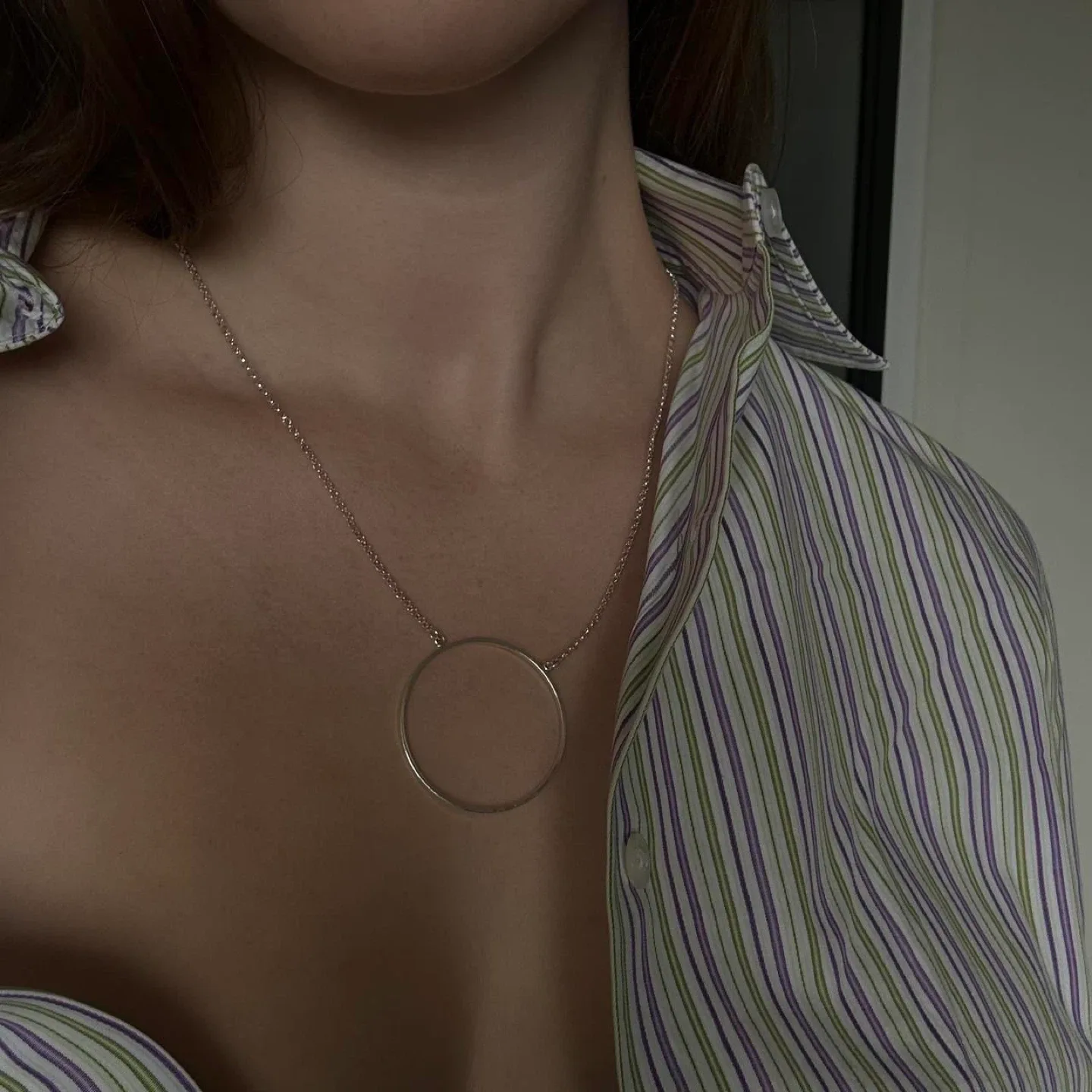 Silver Circle Pendant Necklace