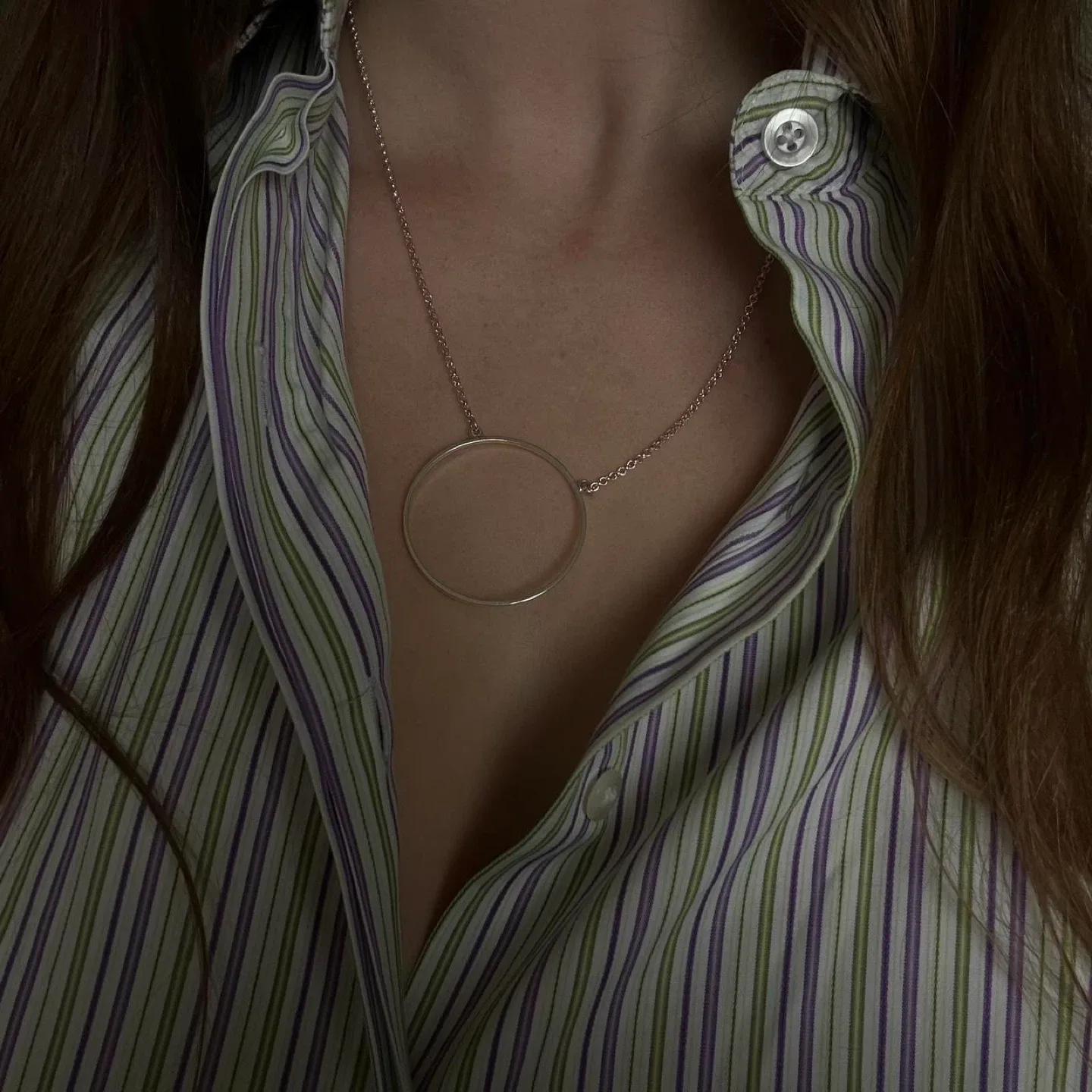 Silver Circle Pendant Necklace image indicator(2)