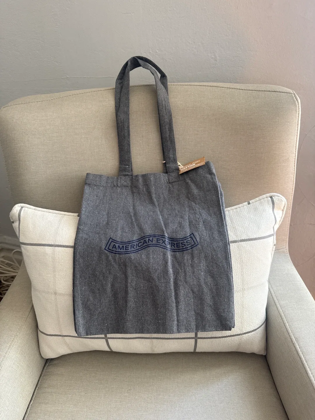 🥕 American Express Gray Cotton Tote Bag image indicator(3)