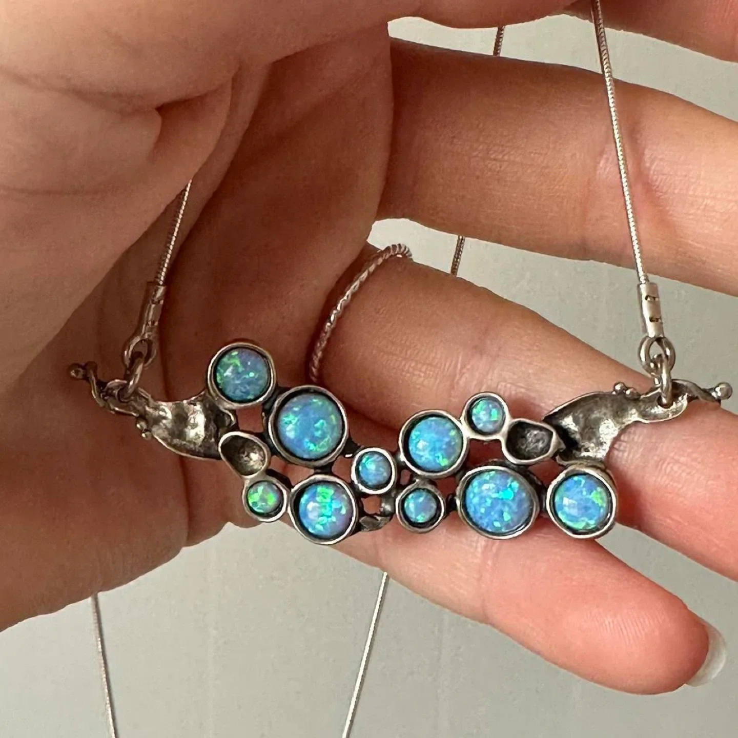 Australian opal cluster necklace 925 sterling silver image indicator(7)