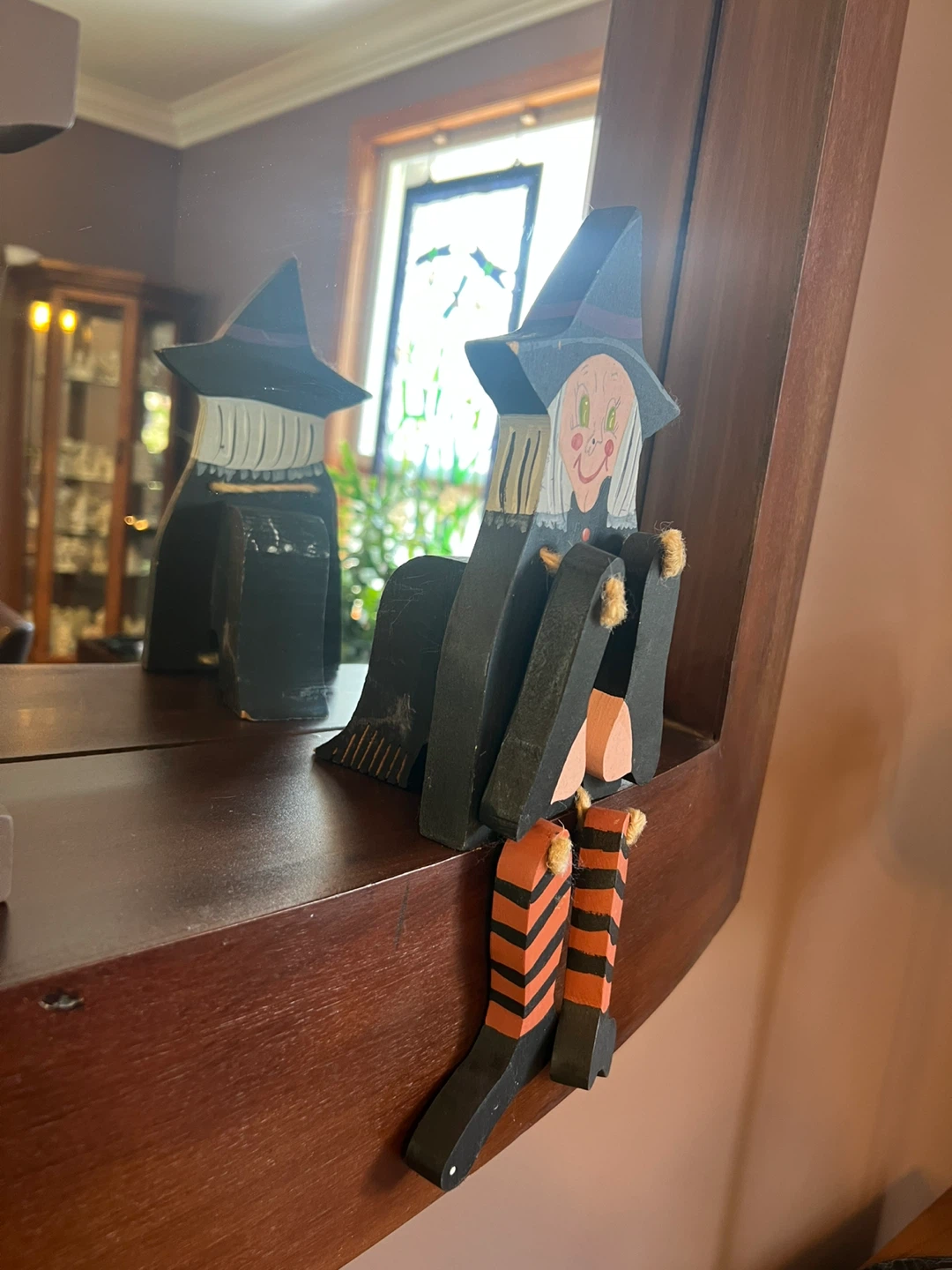 Wooden Witch Shelf Sitter Halloween Decor