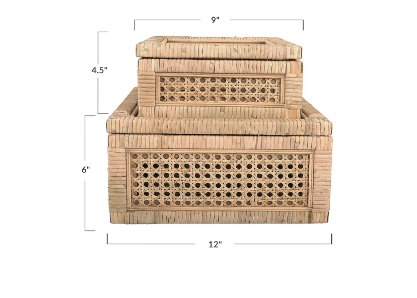 Rattan Storage Boxes with Lids - Set of 2 - photo 2