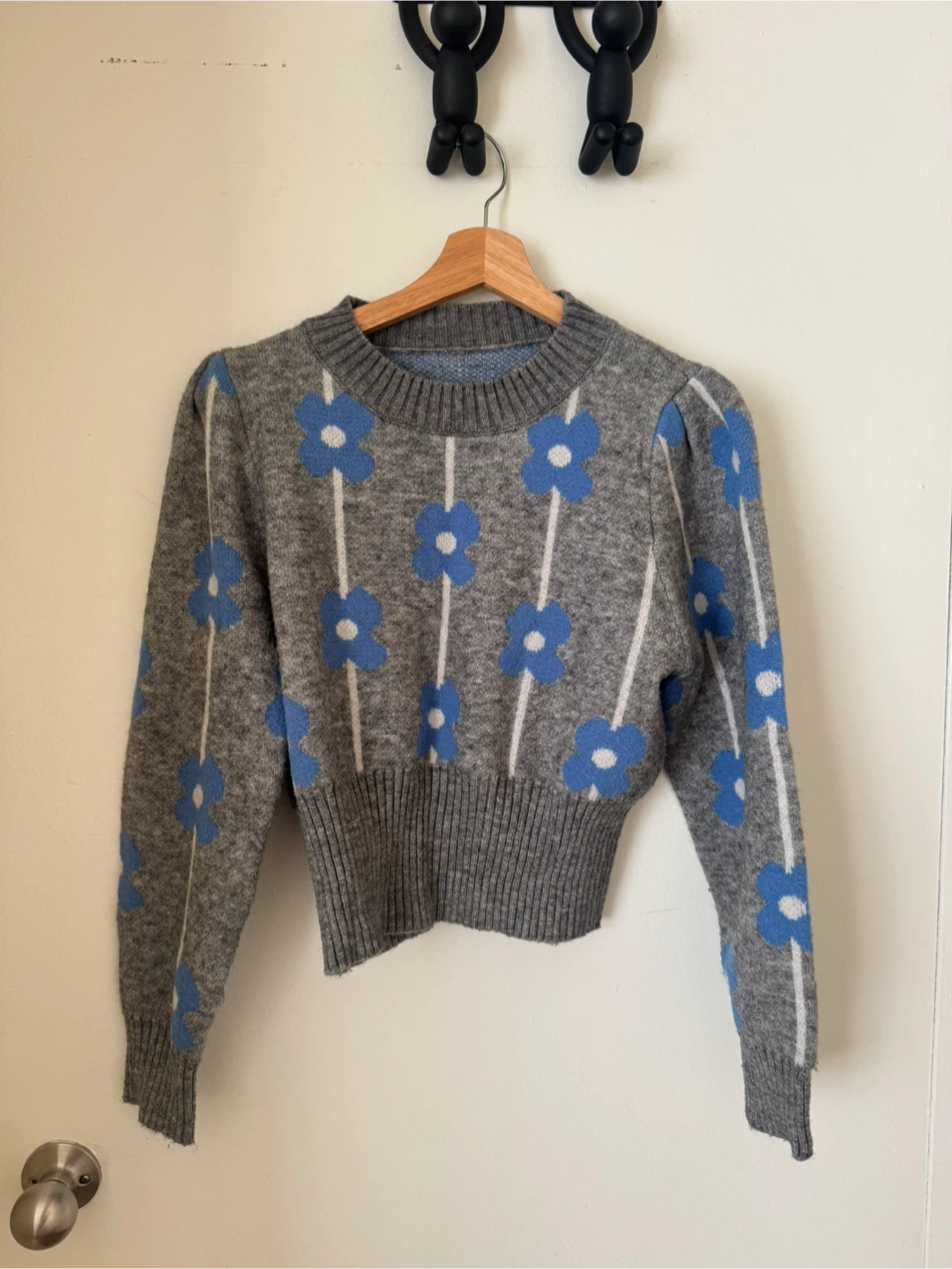 Grey Floral Pattern Sweater