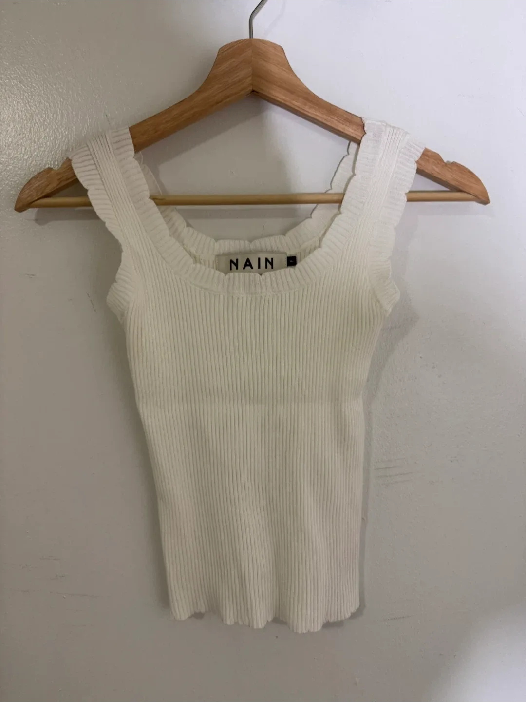 (New)NAIN White Ribbed Knit Tank Top thumbnail