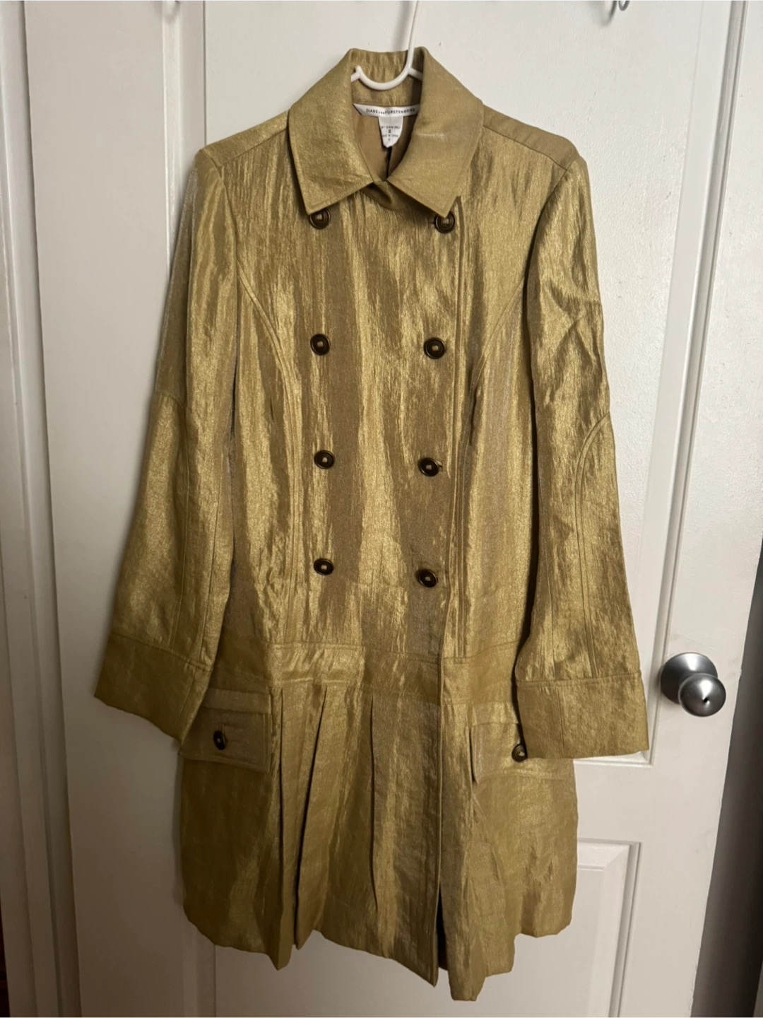 NWT Diane von Furstenberg Gold Coat - Size 10