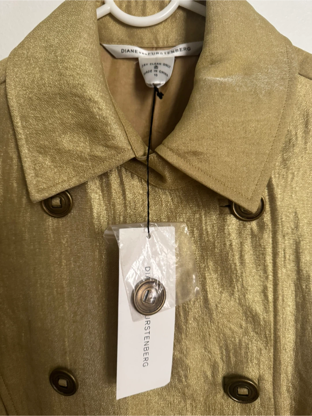 NWT Diane von Furstenberg Gold Coat - Size 10 - photo 3