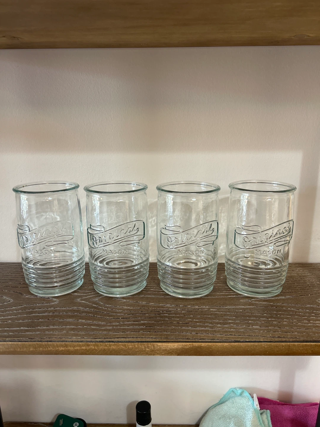 4 Original Mason Glass Tumblers