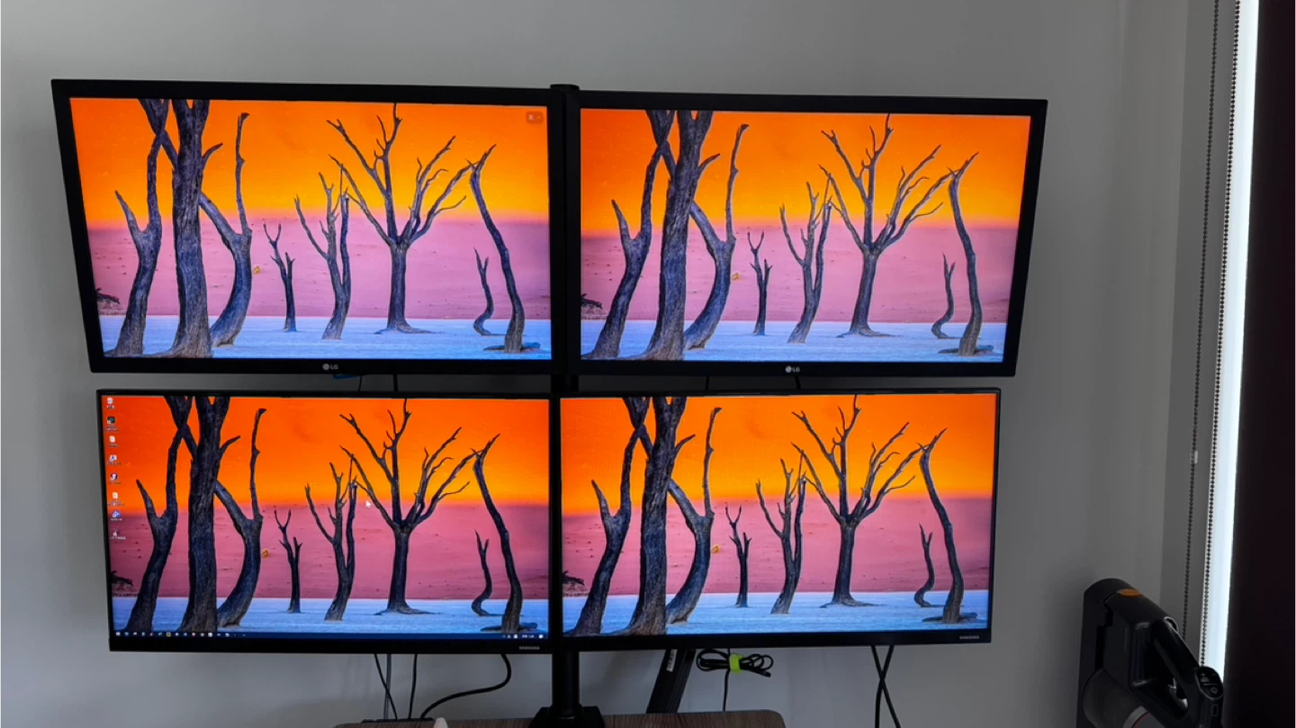 24 inch Samsung Monitors x 2, LG x 2