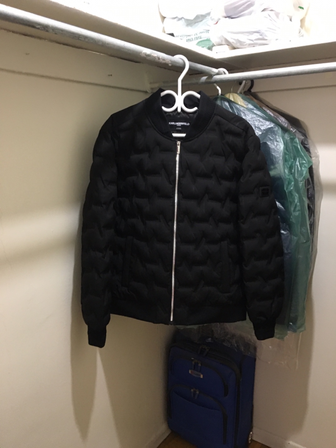 Karl Lagerfeld Paris Black Puffer Bomber Jacket