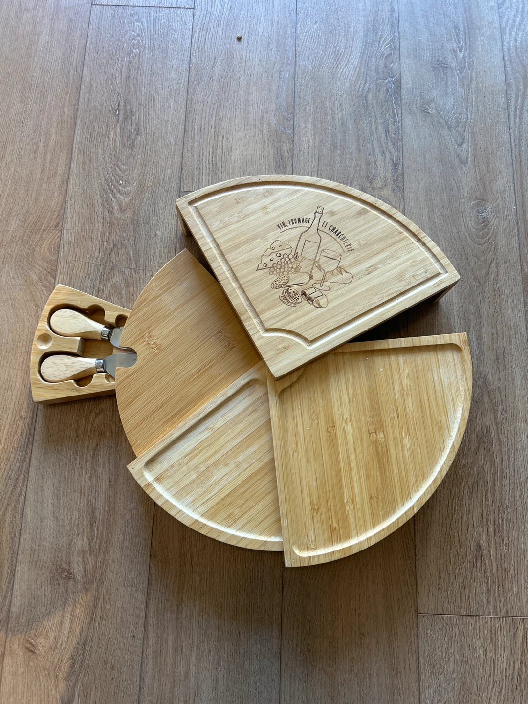 Bamboo Cheese Board Set with Knives