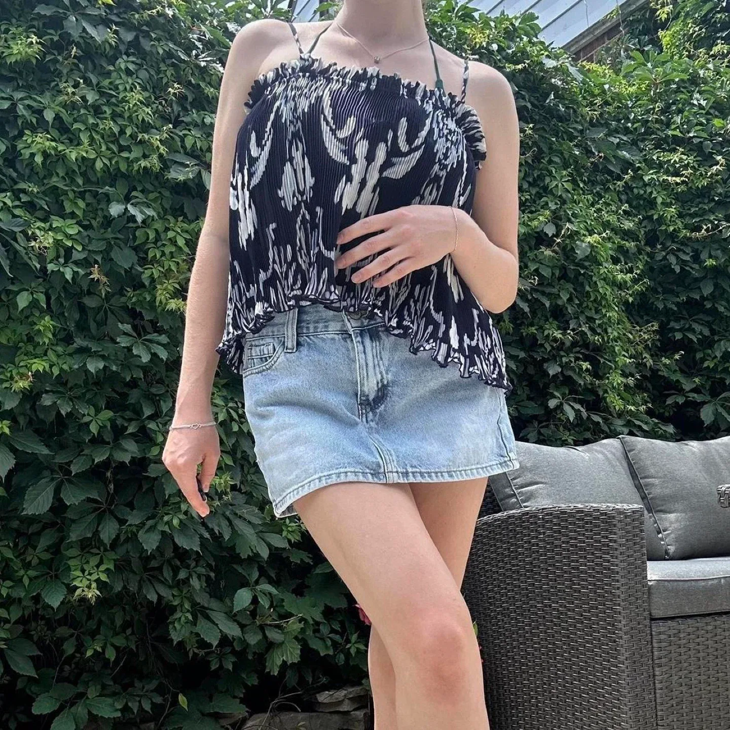 Navy blue print cami top