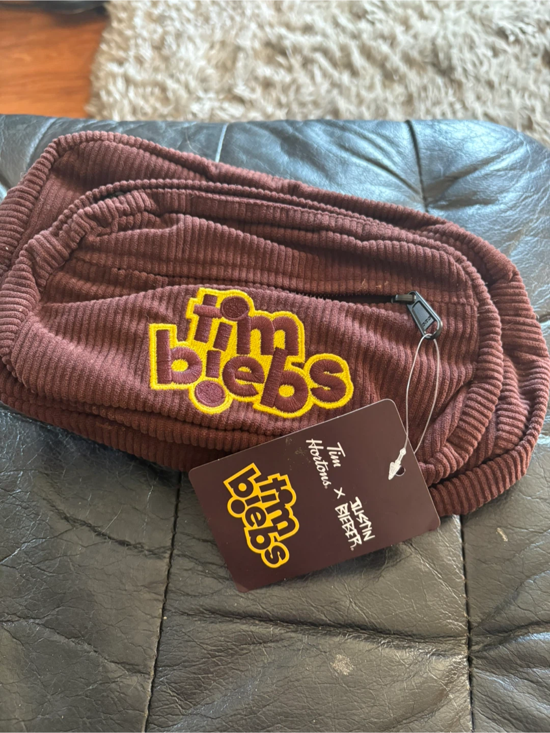 New Tim Biebs Tim Hortons x Justin Bieber Corduroy Bag