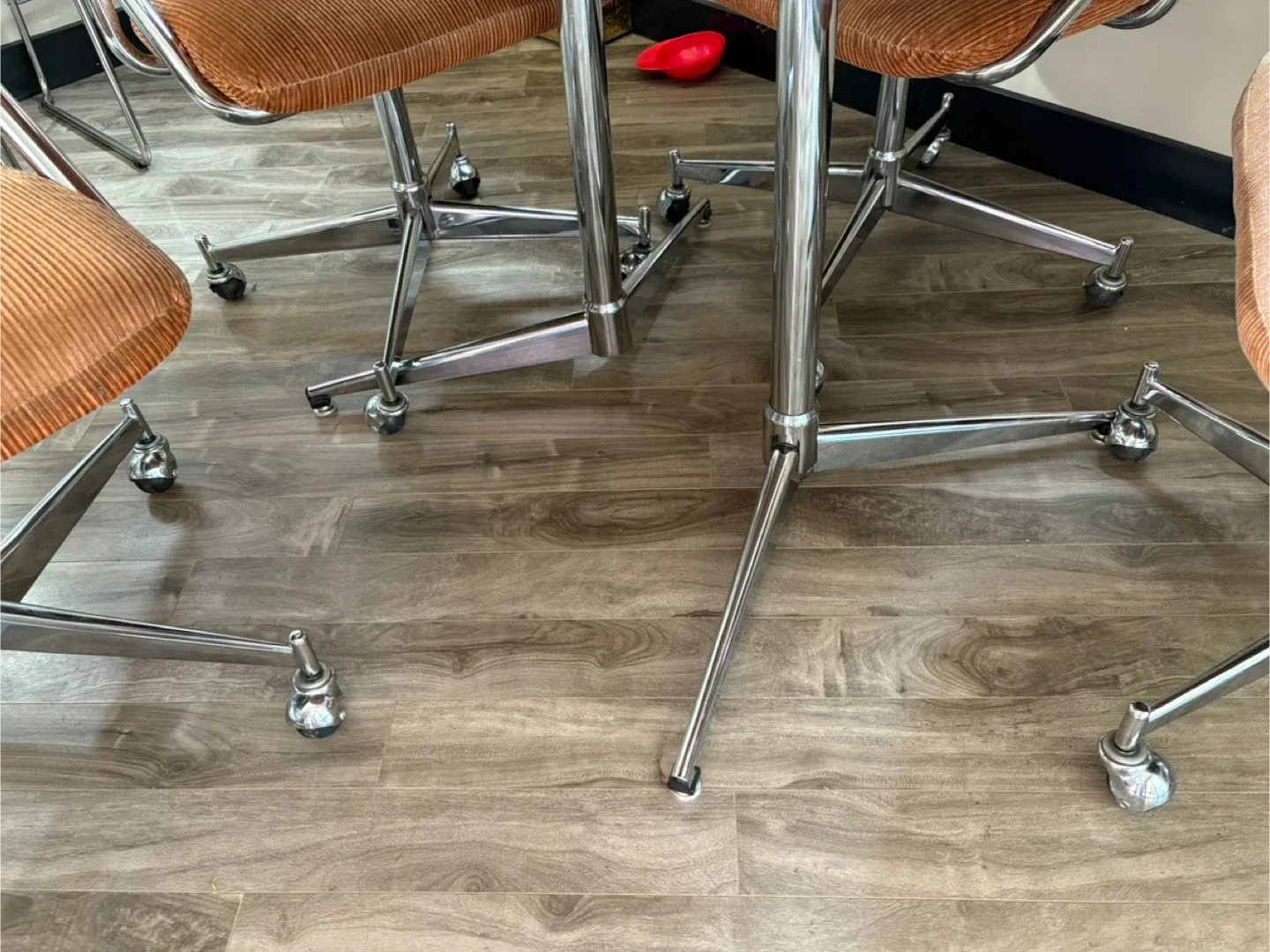 Vintage Corduroy  Chairs. Table has extension. image indicator(4)