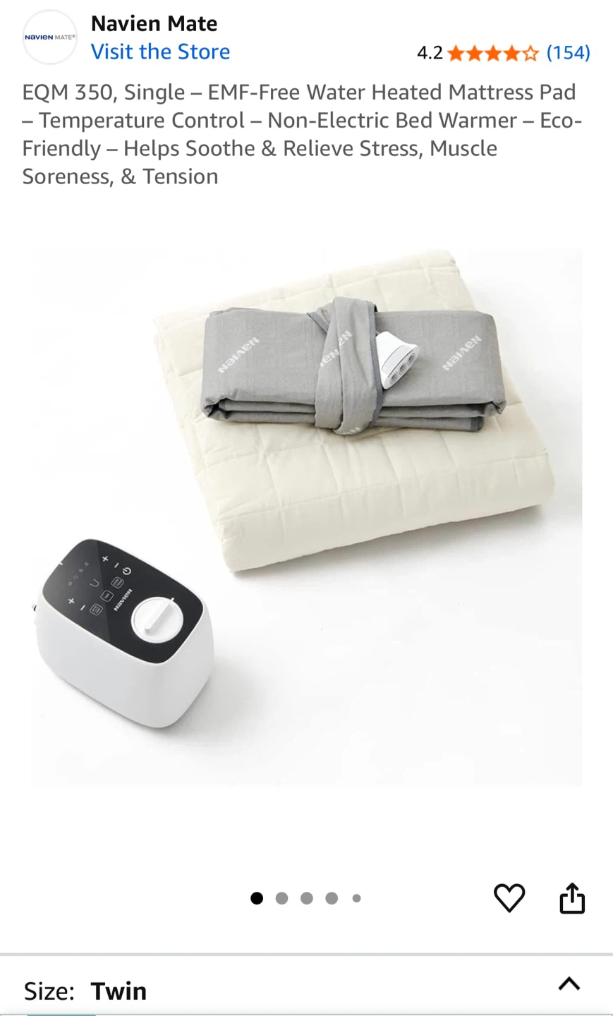 (New) Navien Mate EQM 350 Water Heated Mattress Pad - Twin