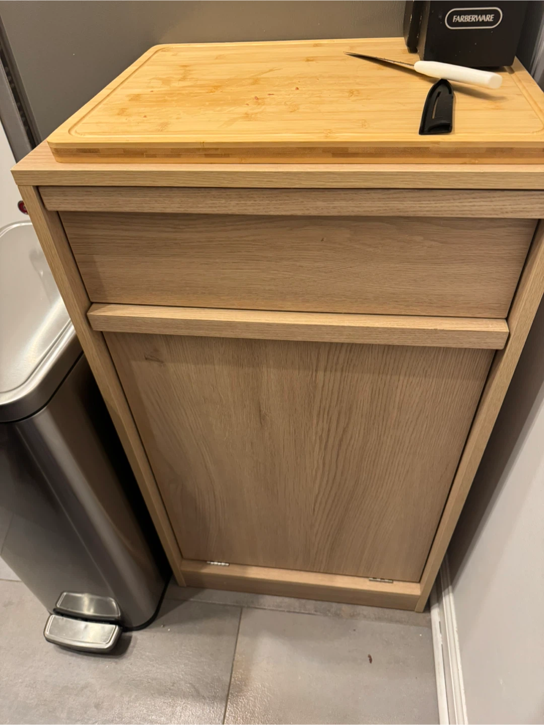 Trash cabinet tilt out single door with drawer - photo 3