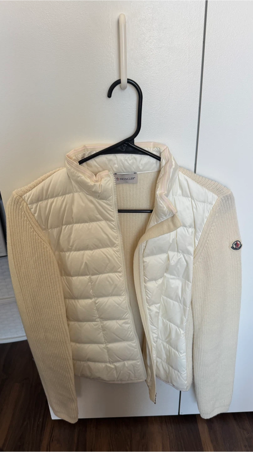 Moncler Cream Down Knit Jacket