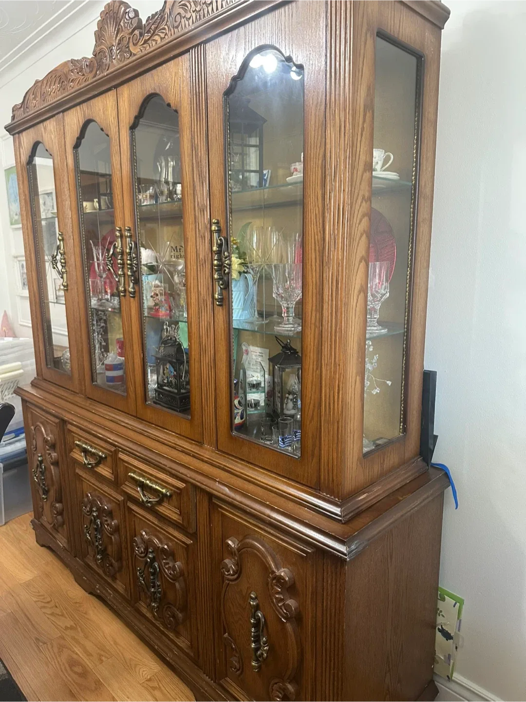 Ornate Wooden China Cabinet thumbnail