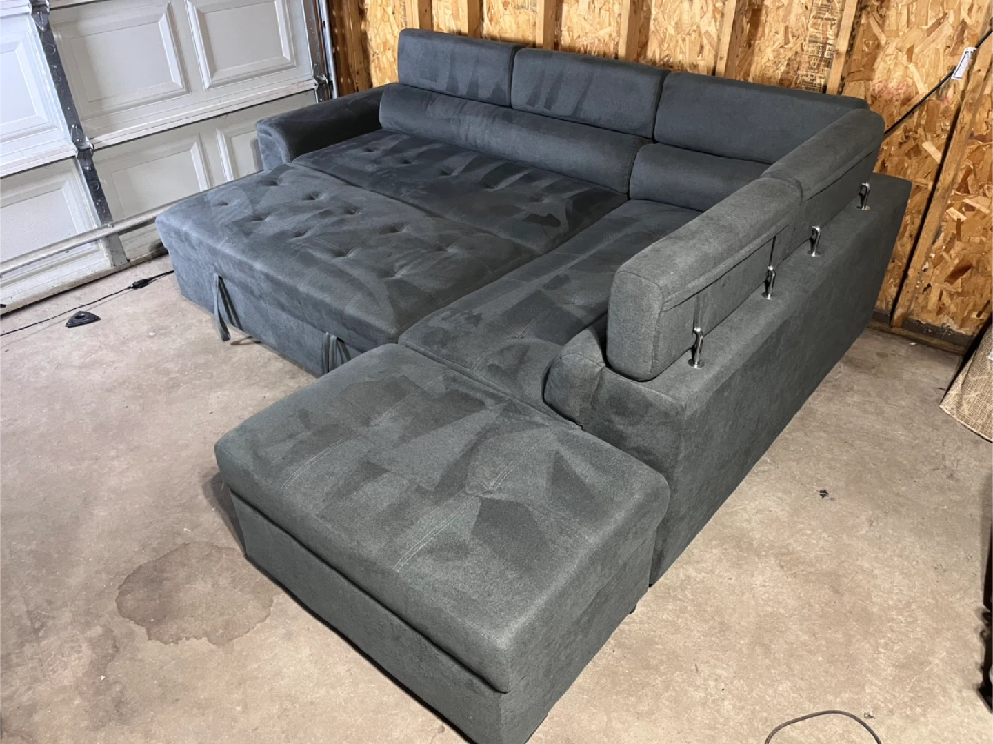 FREE DELIVERY- Dark Grey Sleeper Sectional w/ Storage Ottoman - photo 3