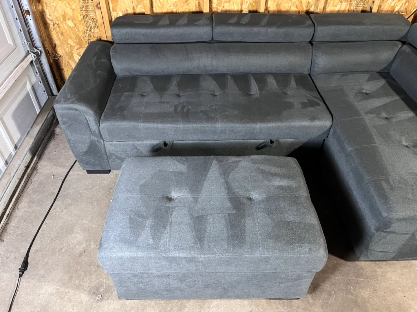 FREE DELIVERY- Dark Grey Sleeper Sectional w/ Storage Ottoman - photo 4