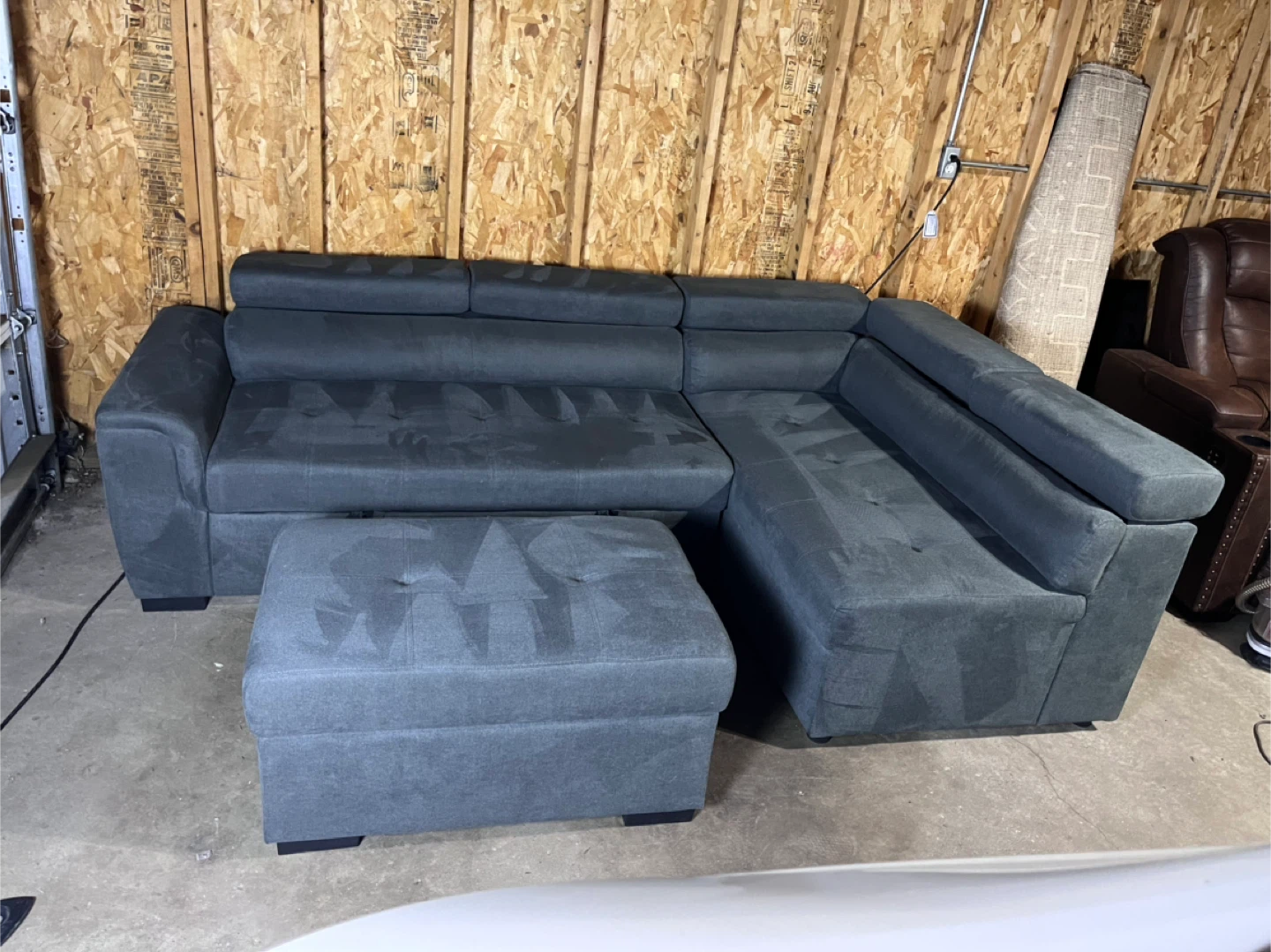 FREE DELIVERY- Dark Grey Sleeper Sectional w/ Storage Ottoman
