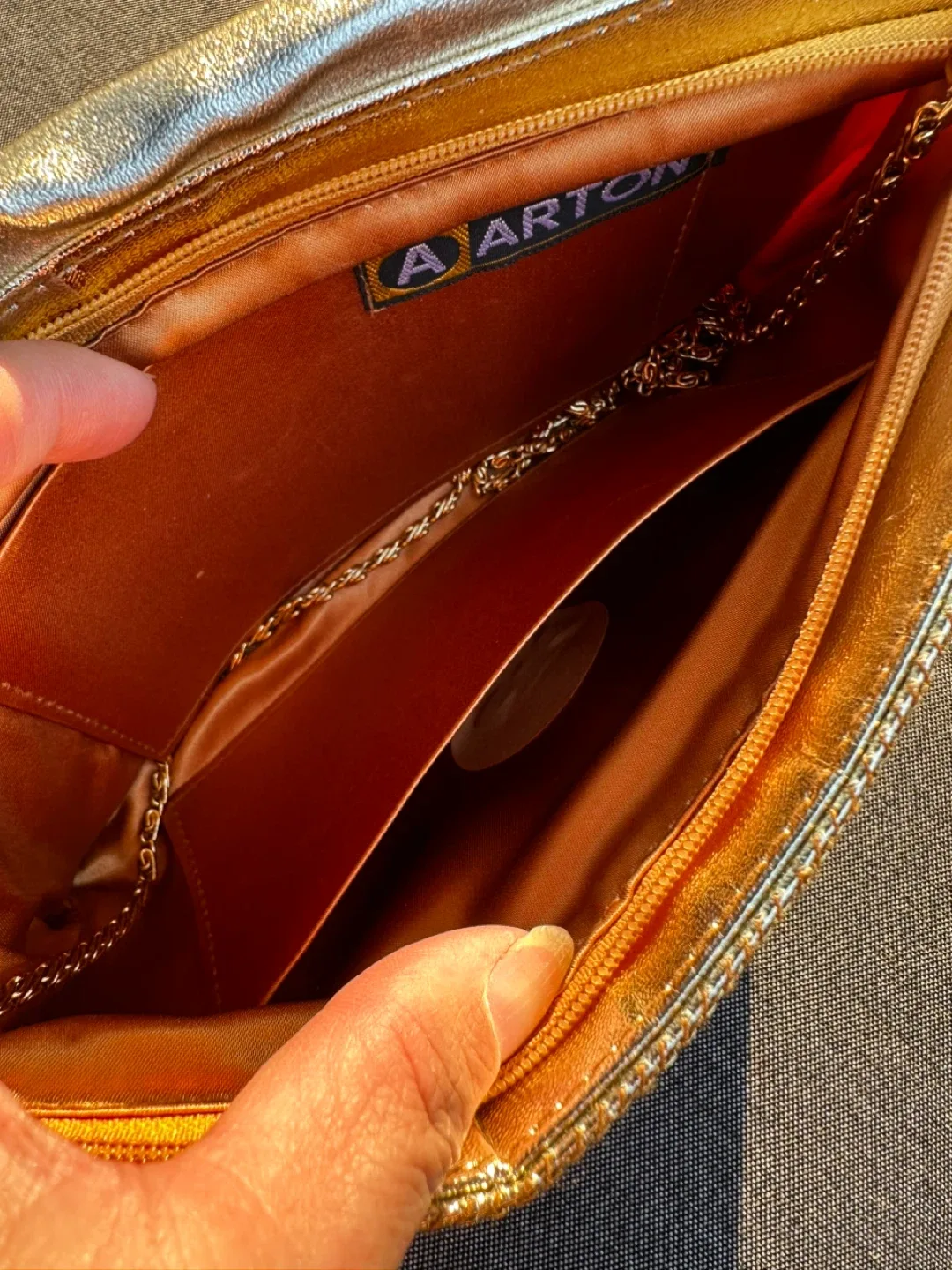 Gold Mesh Clutch/Crossbody with Bow image indicator(6)