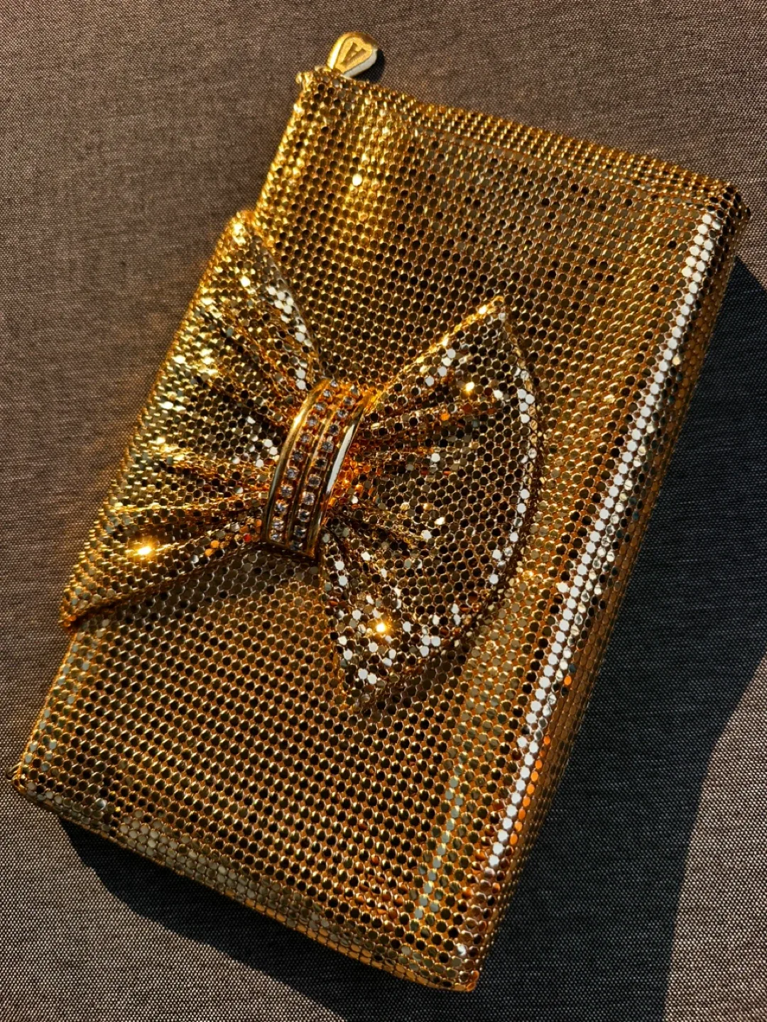 Gold Mesh Clutch/Crossbody with Bow thumbnail