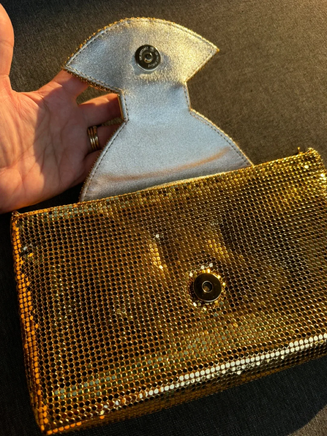 Gold Mesh Clutch/Crossbody with Bow image indicator(5)