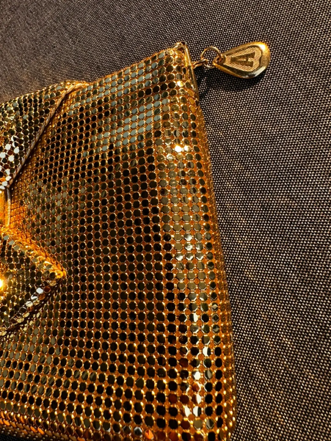 Gold Mesh Clutch/Crossbody with Bow image indicator(3)