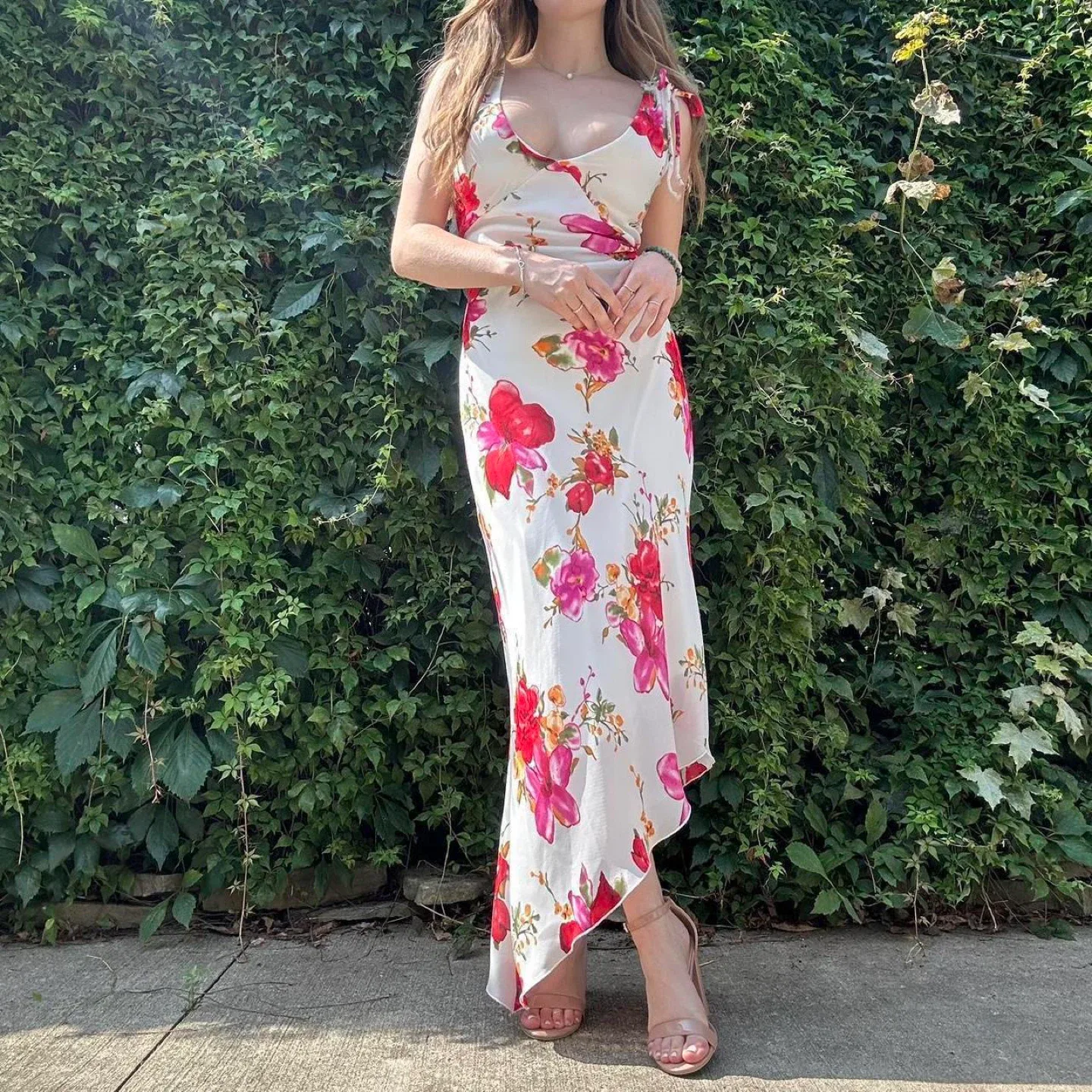 Floral Print Asymmetrical Hem Dress