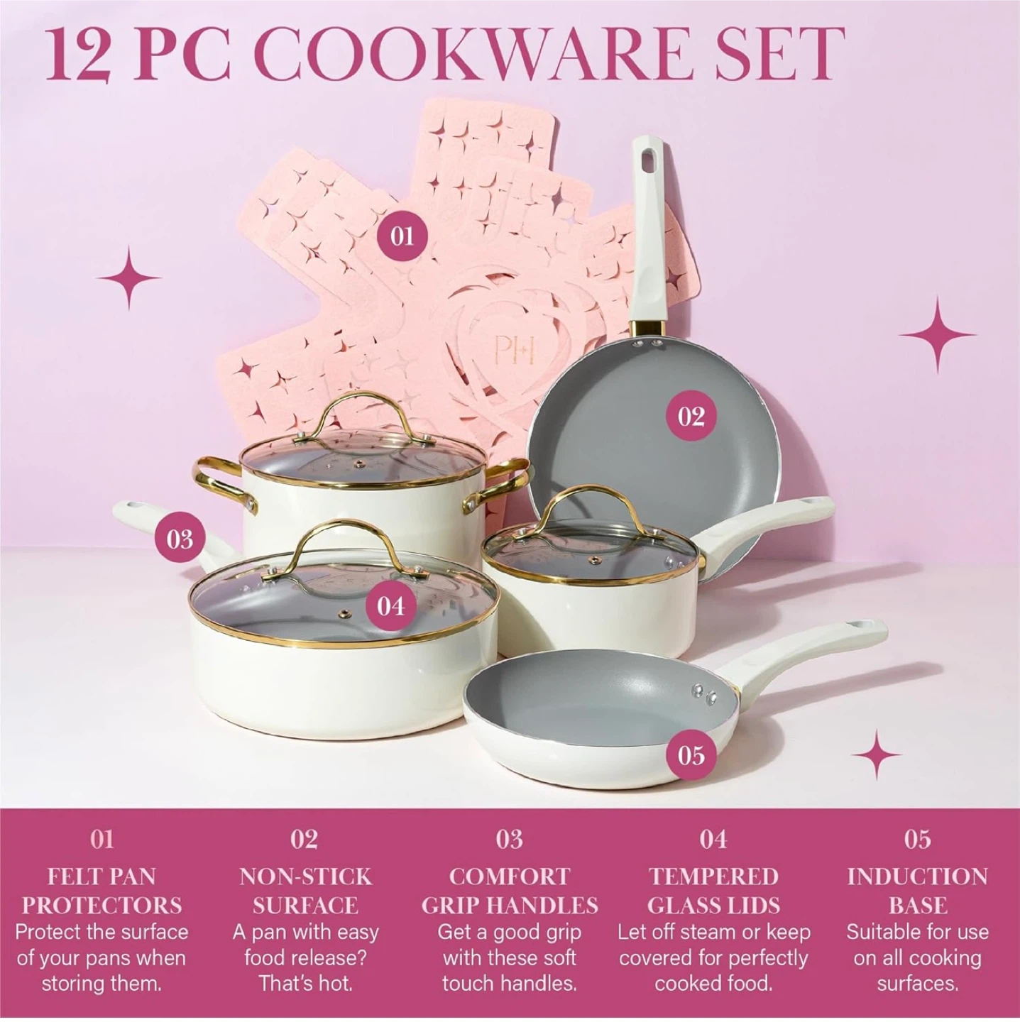 NEW Paris Hilton 12-Piece Cookware Set - photo 3