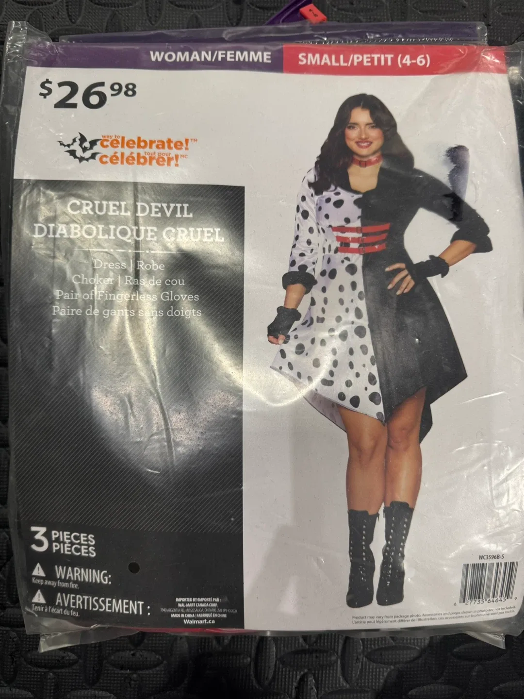 HALLOWEEN COSTUME- WOMANS CRUELLA DEVIL COSTUME- SM thumbnail