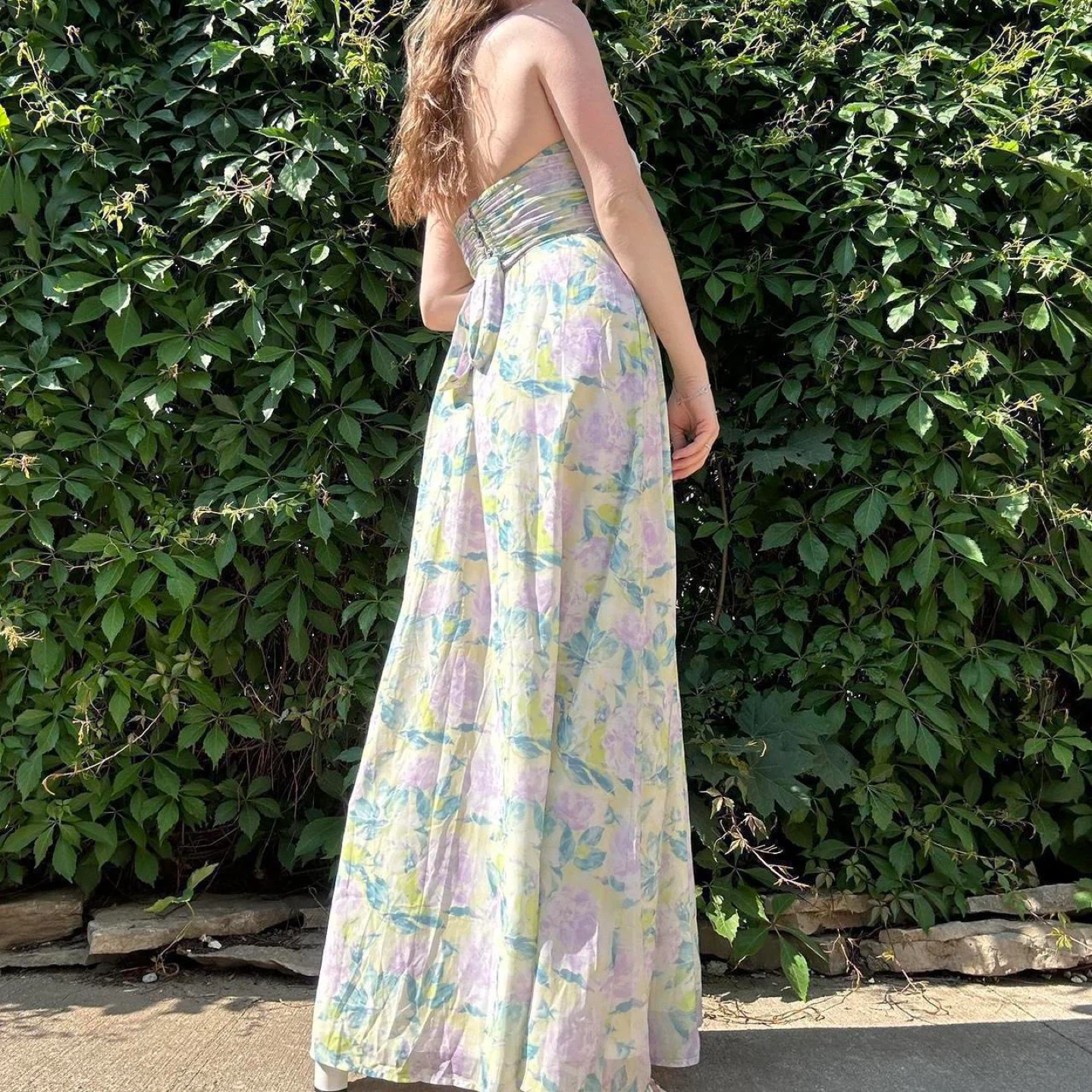 Flowy green and purple floral maxi dress - photo 2
