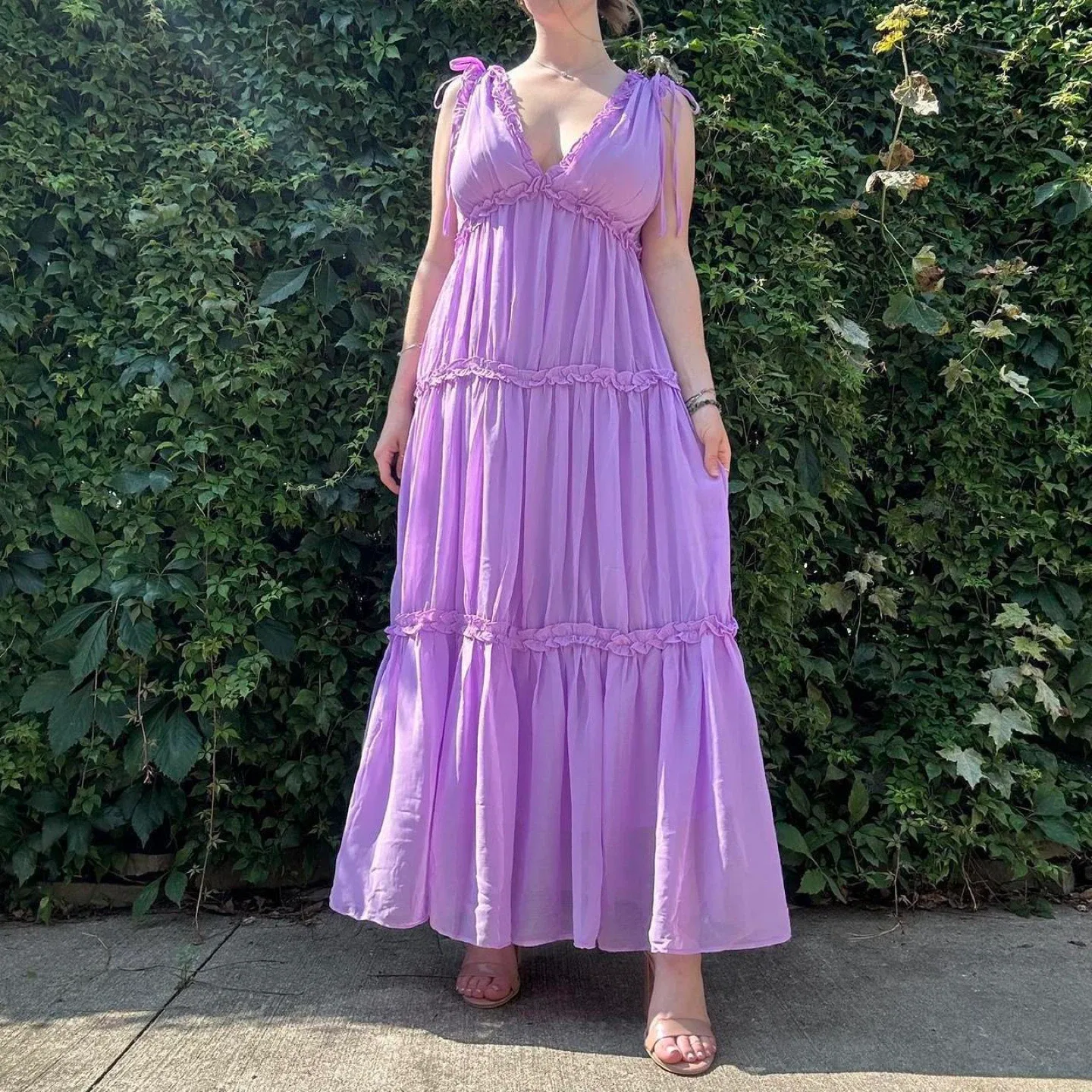 Purple Ruffle Maxi Dress