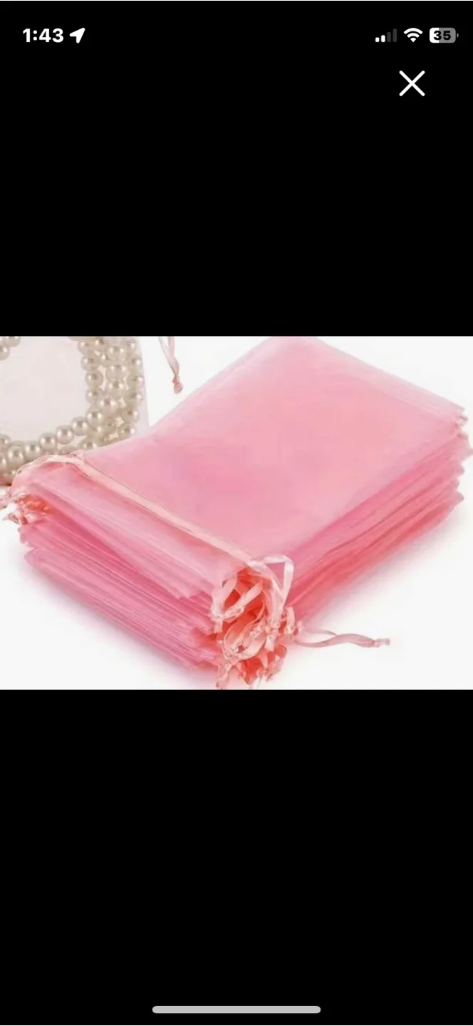Pink Organza Drawstring Bags thumbnail
