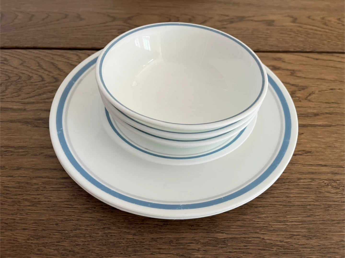 Corelle Blue Trim Dinnerware Set (not full set)