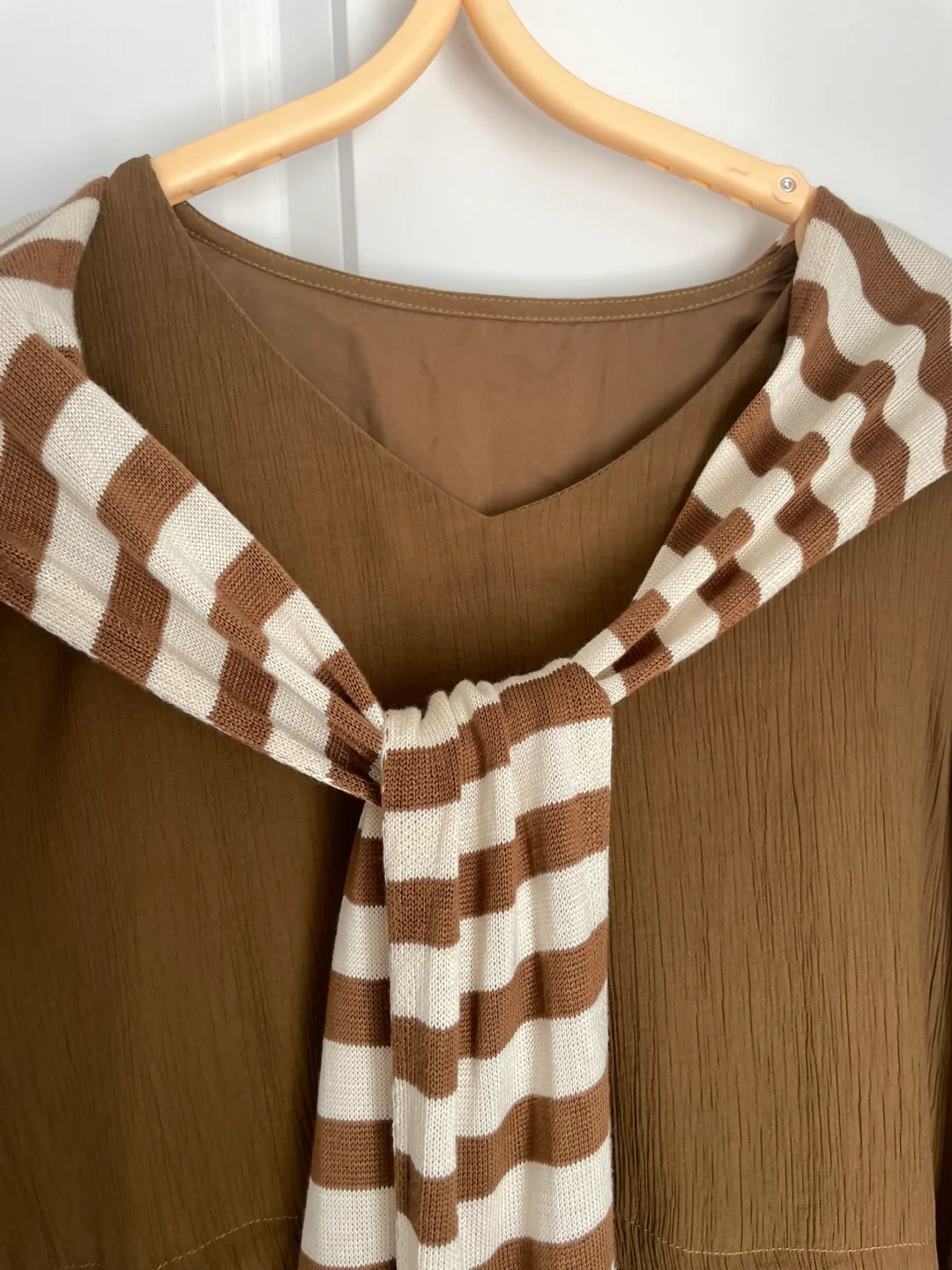 Brown Dress with Striped Collar image indicator(2)