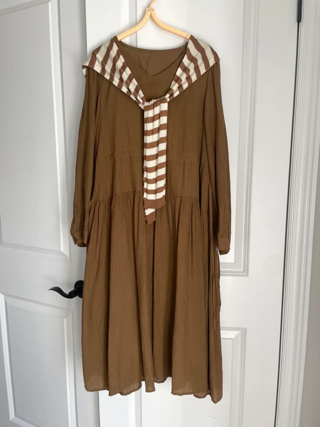 Brown Dress with Striped Collar thumbnail