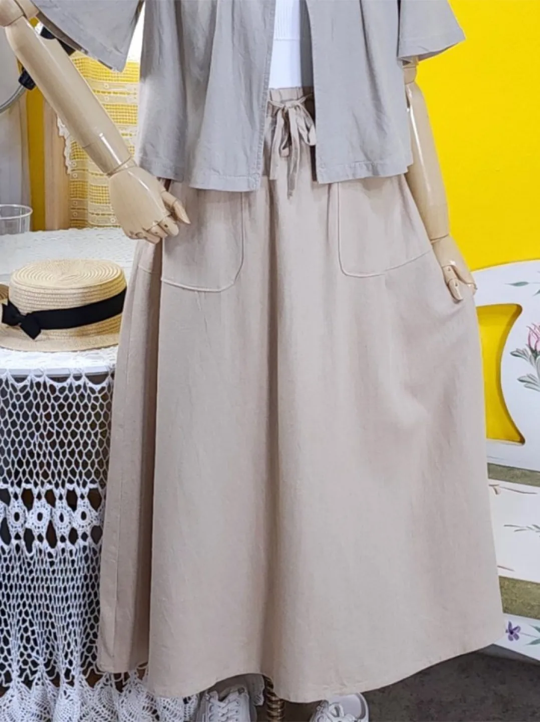 Linen Rayon Midi Skirt thumbnail