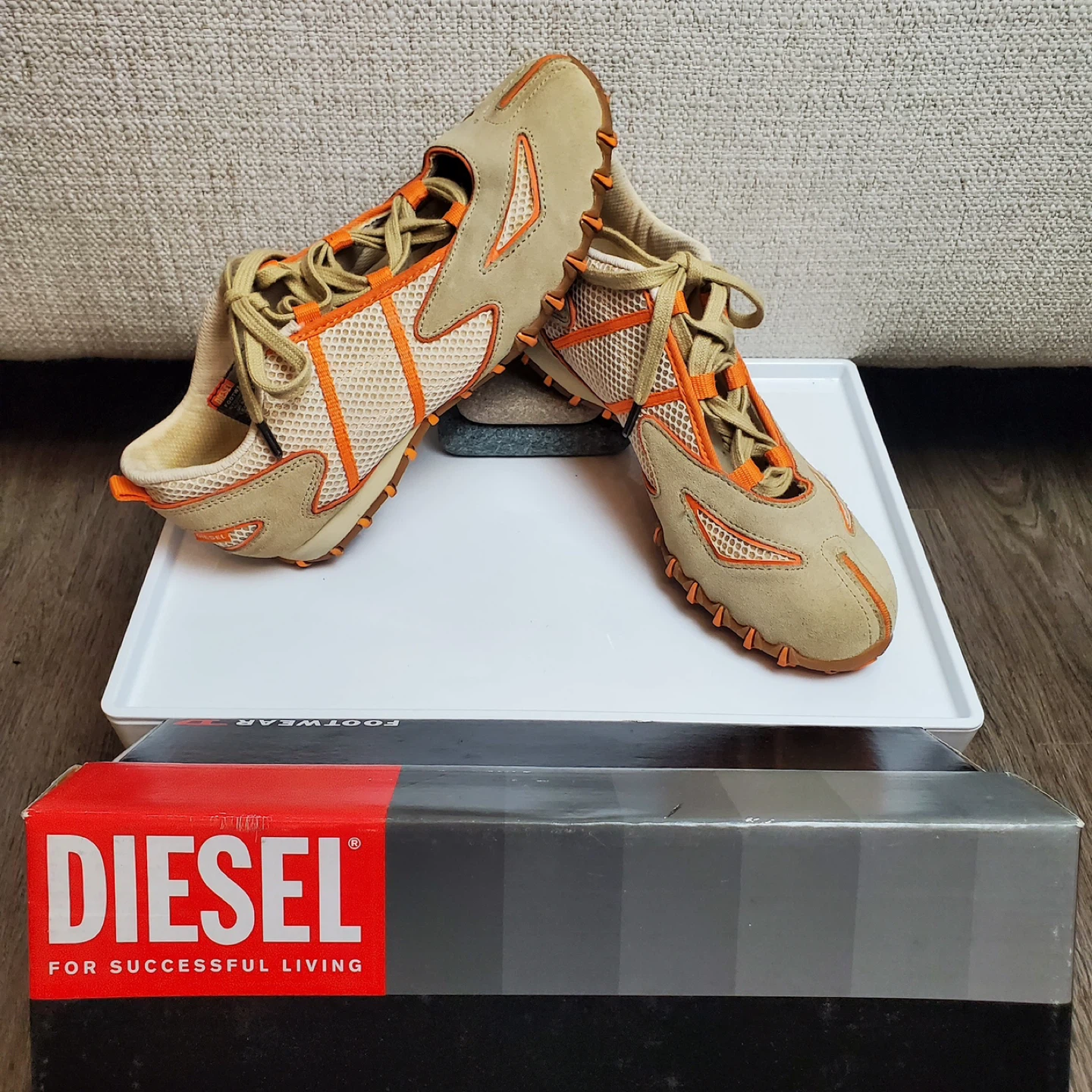 Diesel Sorrento Beige/Orange Sneakers - Women's Size 8.5