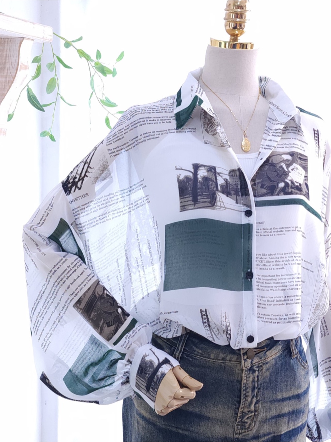 Vintage Oversized Print Blouse Shirt