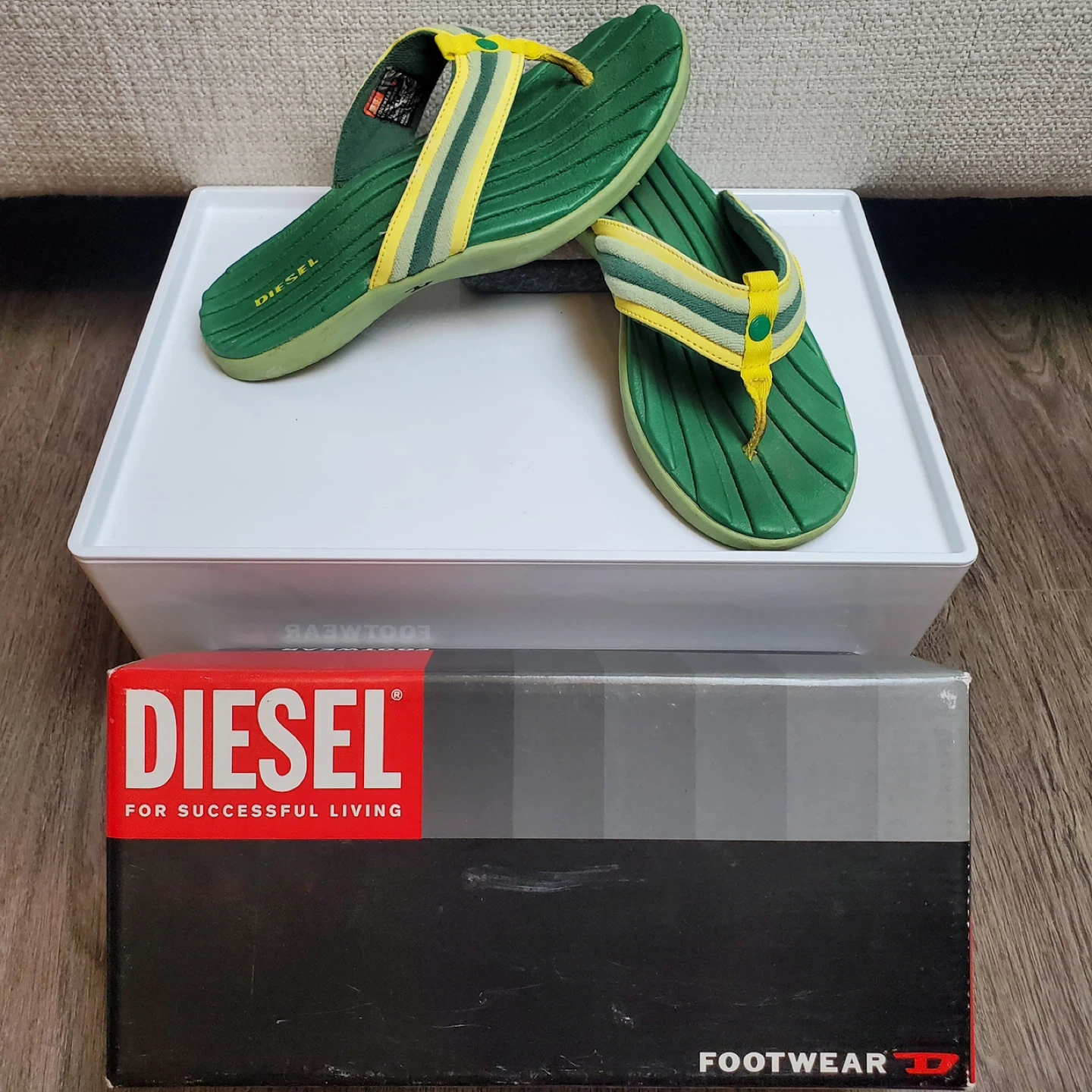 Diesel Pistachio/Citru Women's Flip Flops - Size 7