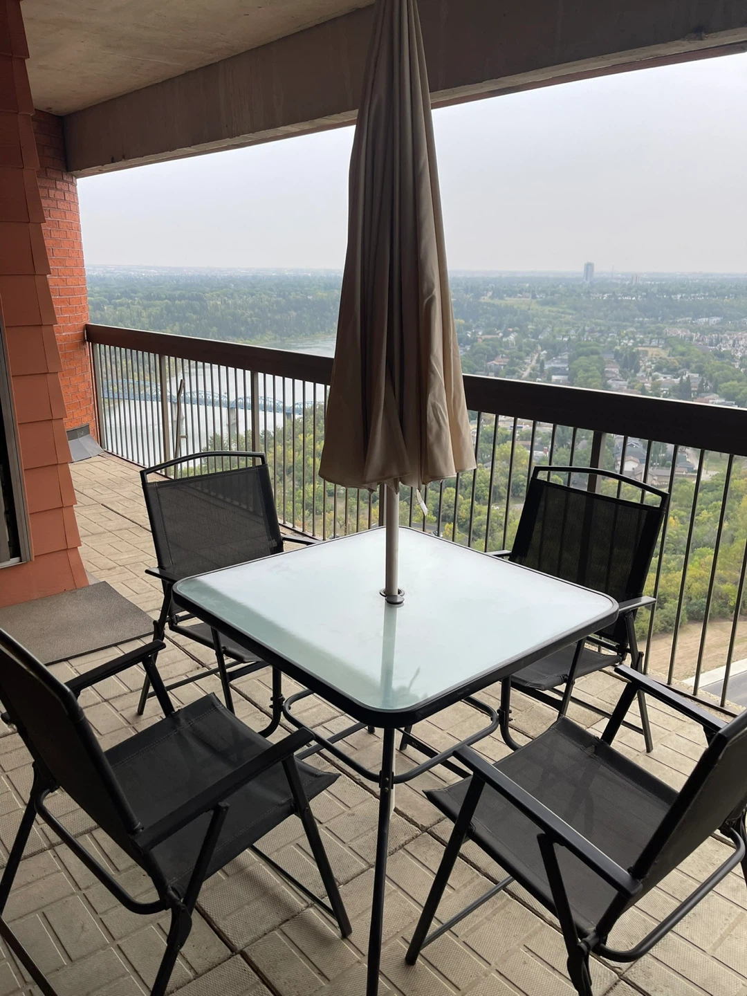 Patio Table Set with 4 Folding Chairs & Umbrella - photo 2