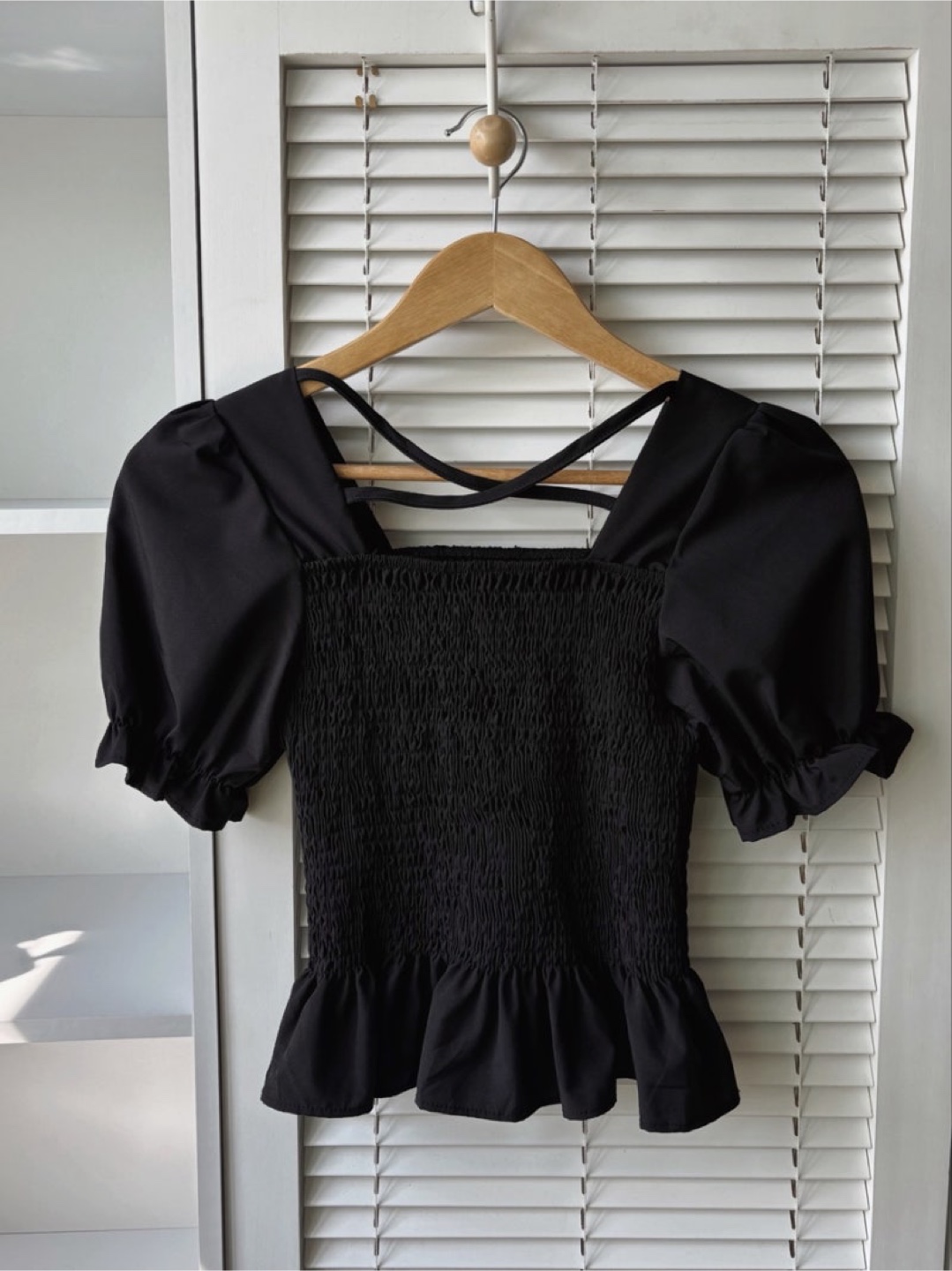 Vintage Black Smocked Blouse - photo 5