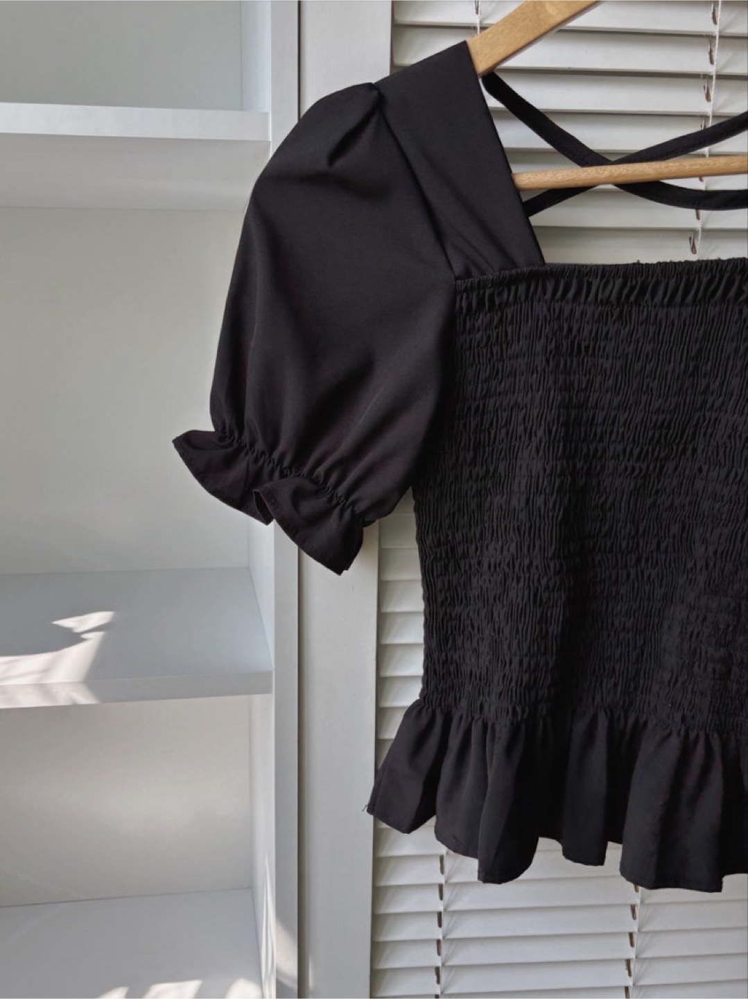 Vintage Black Smocked Blouse - photo 2