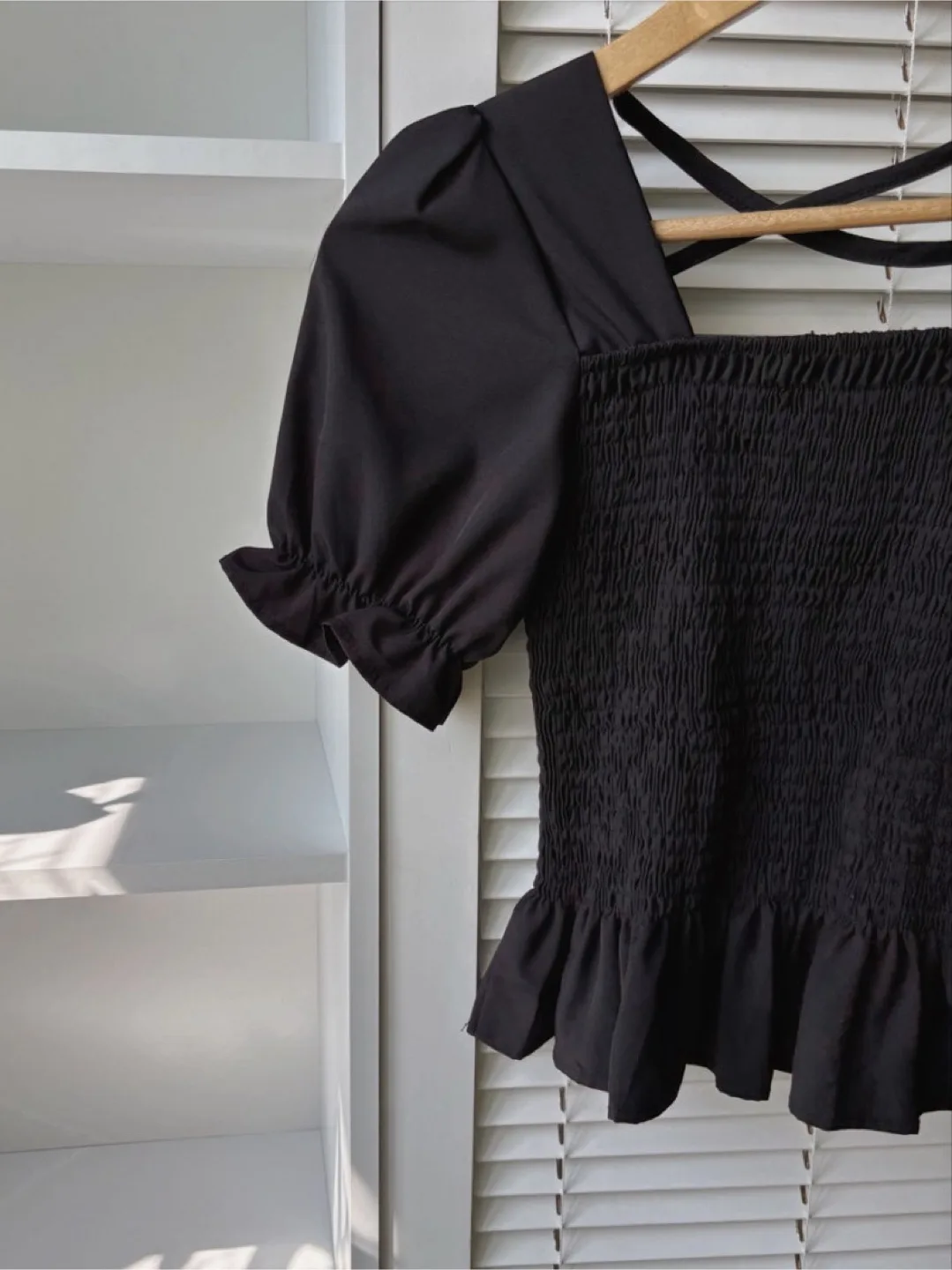 Vintage Black Smocked Blouse image indicator(2)