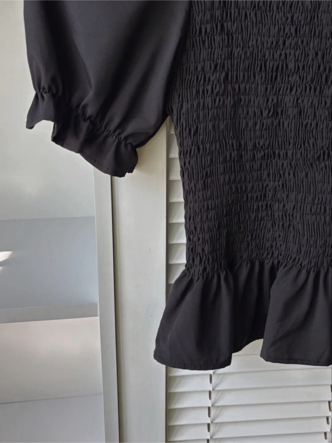 Vintage Black Smocked Blouse image indicator(7)