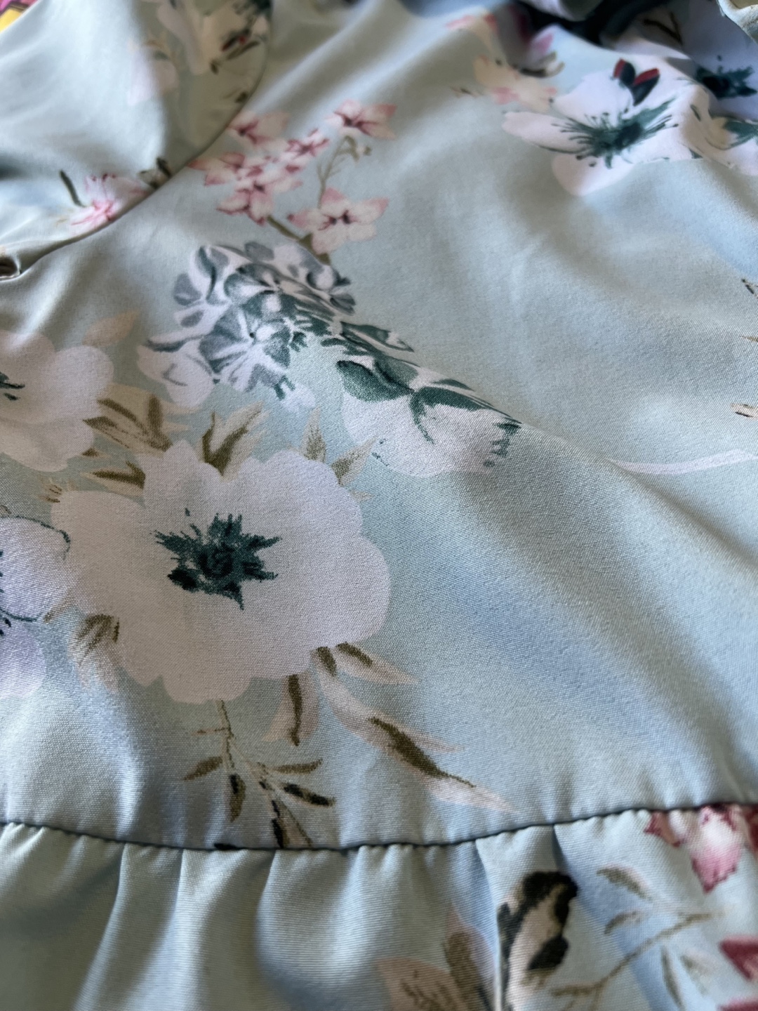 Floral Print Tiered Dress - Light Blue - photo 2