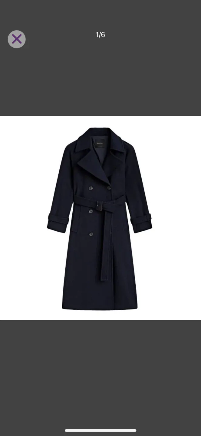 Massimo Dutti Navy Wool Coat Size XS *Oversized Fit* thumbnail