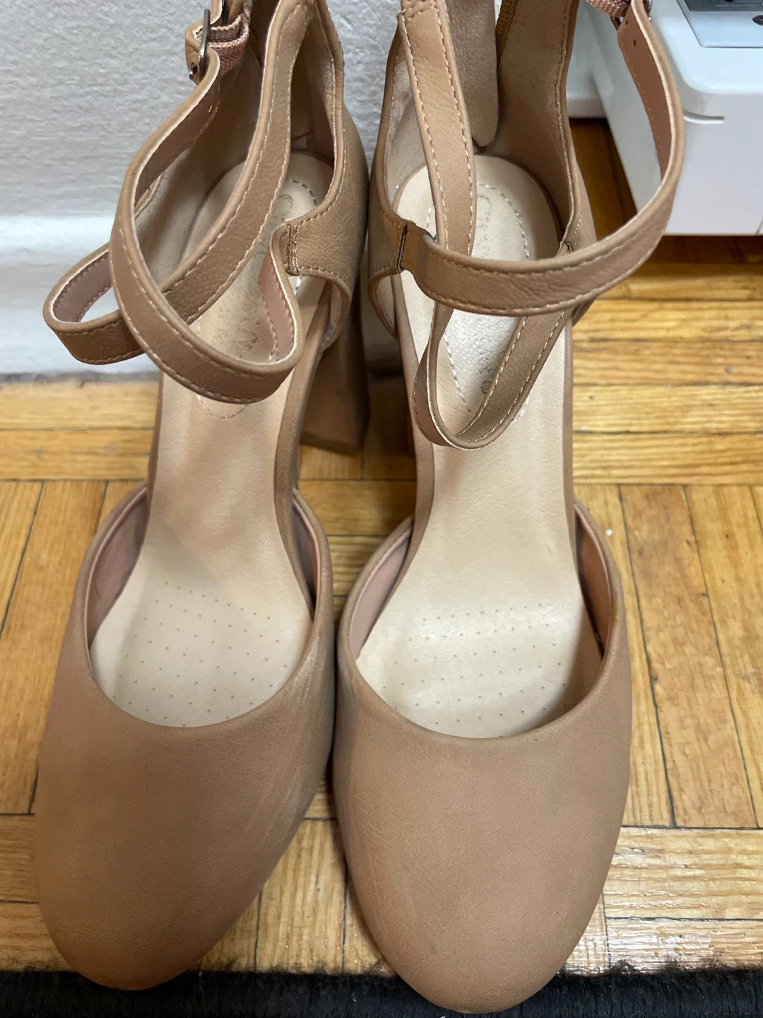 Beige Heeled Shoes with Ankle Strap